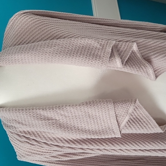 Long Sleeve Open Front Waffle Cardigan Large - Picture 2 of 6